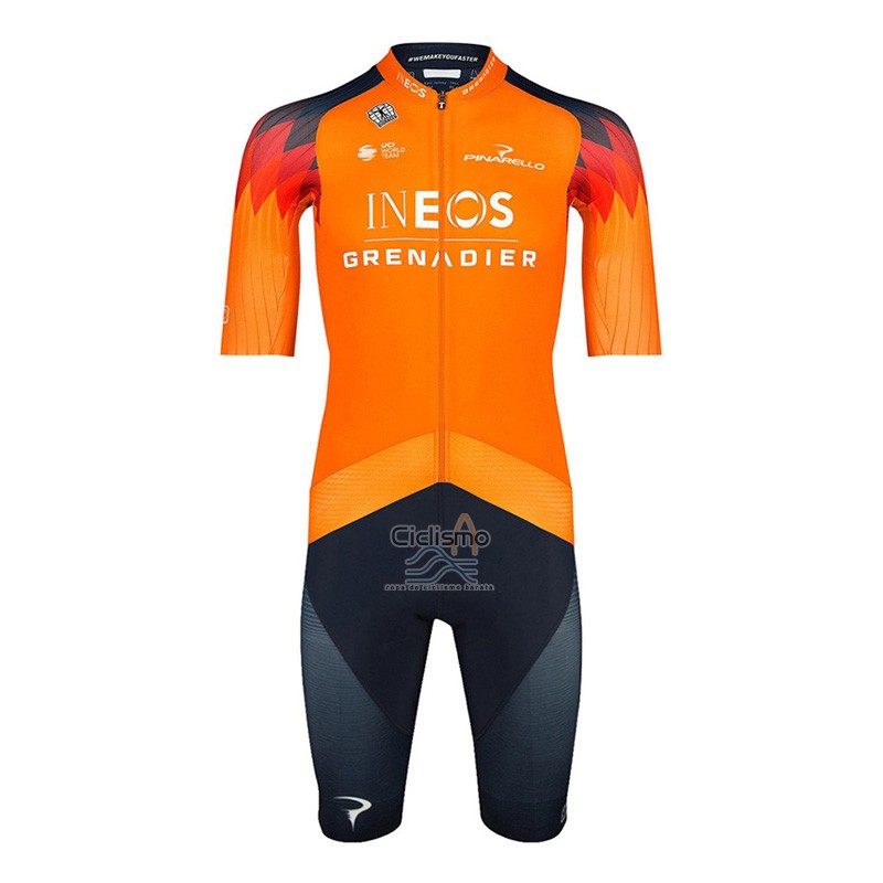Ineos Grenadiers Ropa Ciclismo Culotte Corto 2023 Mangas Cortas Naranja